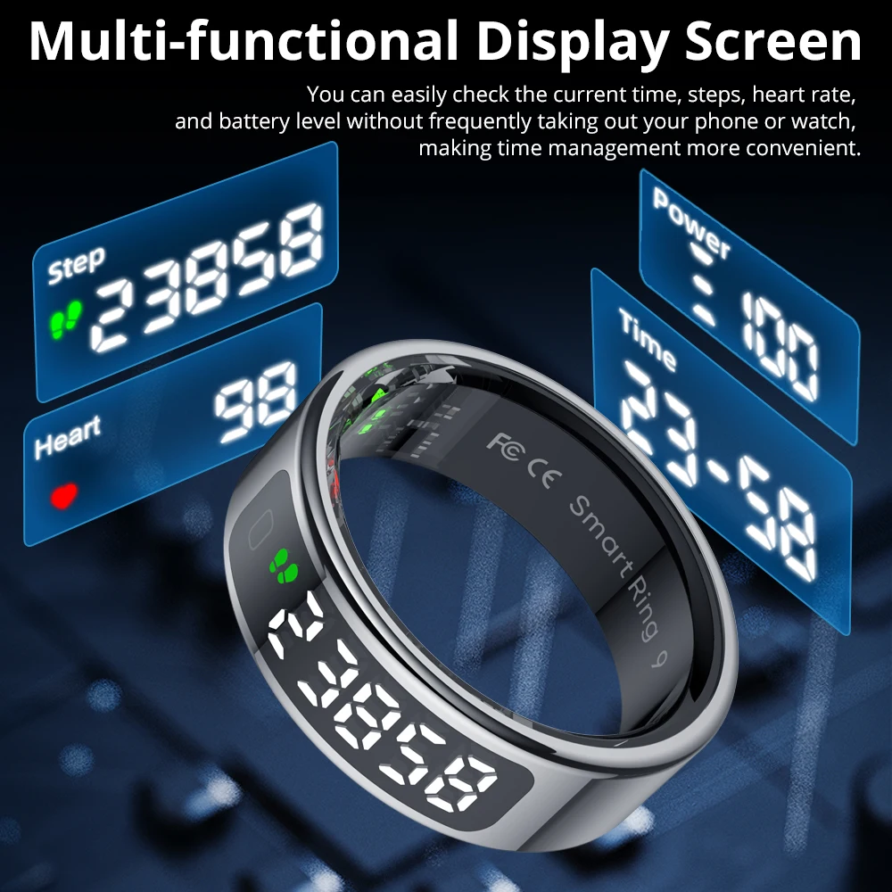 2025 COLMI R12 Smart Ring com tela sensível ao toque e toque, carregamento sem fio, gerenciador de saúde, 5 ATM à prova d'água para homens e mulheres