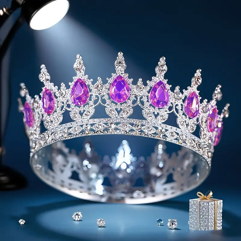 Couronne baroque de luxe en strass, ronde et élégante, accessoire de mariage, robe de soirée, couvre-chef