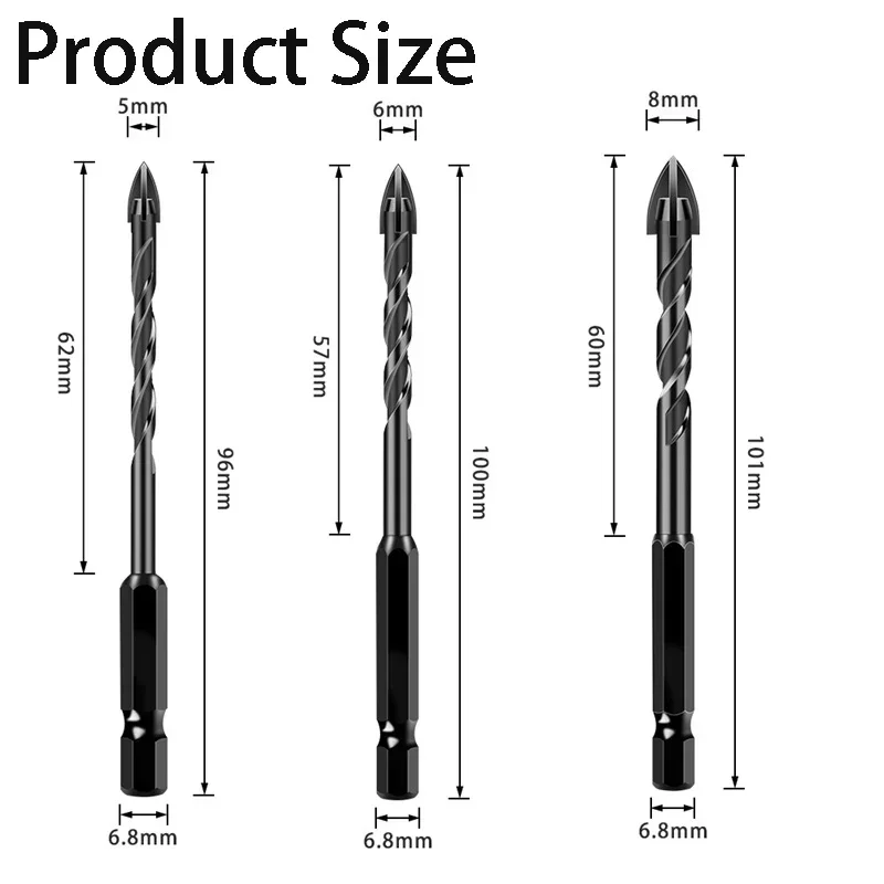 10 ชิ้น Cross Hex เจาะกระเบื้องชุด Bit 5/6/8 มิลลิเมตรแก้วคอนกรีตกระเบื้องเซรามิค Hard Alloy สามเหลี่ยมเจาะบิต Professional รูเปิด