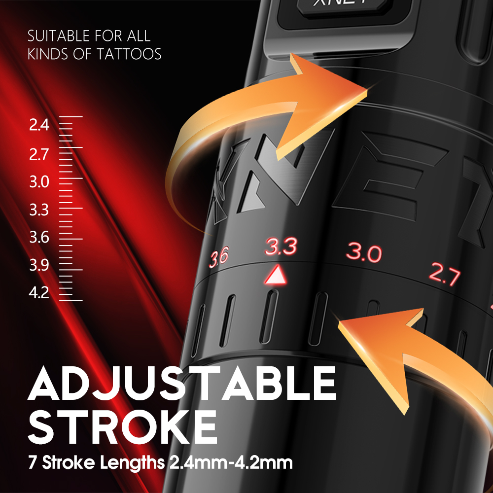 XNET Vipera ワイヤレスタトゥーマシンキット 調整可能なストローク 2.4-4.2mm OLED ディスプレイ 60 個混合タトゥーカートリッジ タトゥーアーティスト用