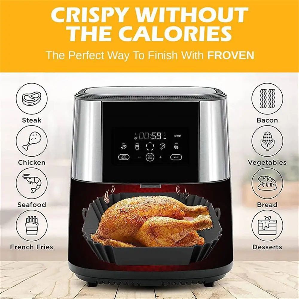 1pcs Air Fryer ซิลิโคน Liners Square Airfryer Liners Reusable Air Fryer อุปกรณ์เสริมสําหรับ Parchment Airfryer Liners