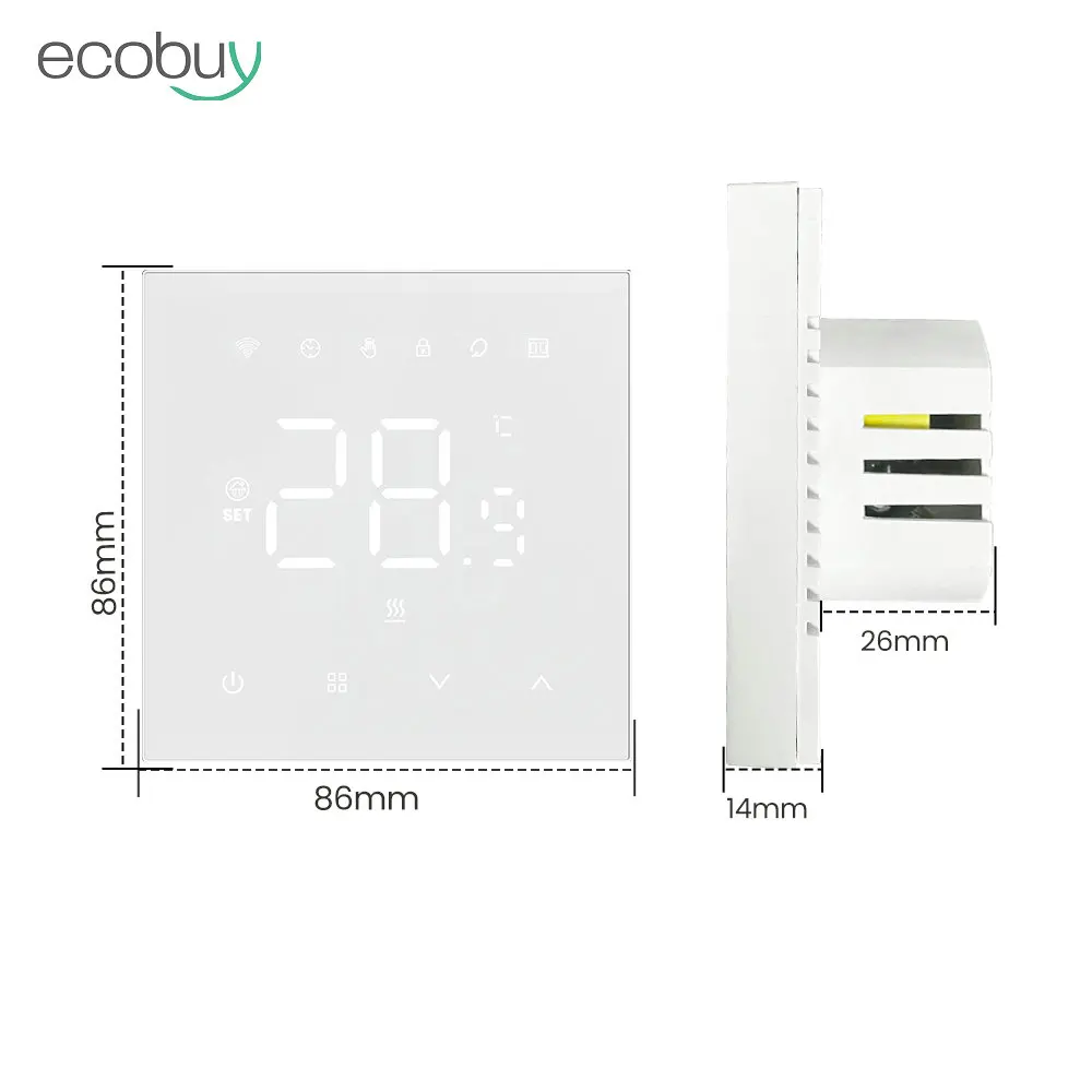 Tuya เครื่องควบคุมอุณหภูมิ WiFi อัจฉริยะ, เครื่องทำน้ำร้อน220V ให้ความร้อนตั้งพื้นเครื่องควบคุมอุณหภูมิน้ำไฟฟ้า Google Home Alexa ALICE