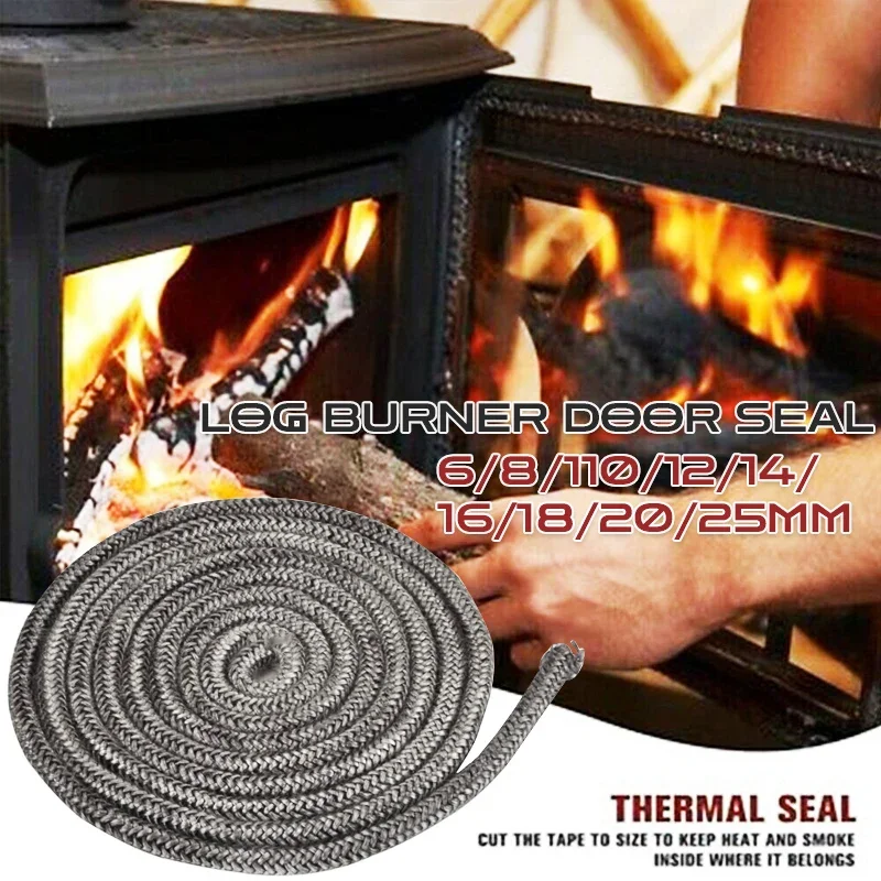 2 M เตาไม้ปะเก็นเตาผิงซีลเชือกทนไฟไฟเบอร์กลาสไม้เตาปะเก็นประตู Log Burner ซีลประตูสําหรับ Chimneys หม้อไอน้ํา