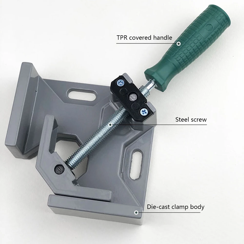 Wood Working Jigs Single Handle Right Angle Clip Clamp Aluminum Alloy Adjustable Swing Jaw for Welding Woodworking Photo Frame