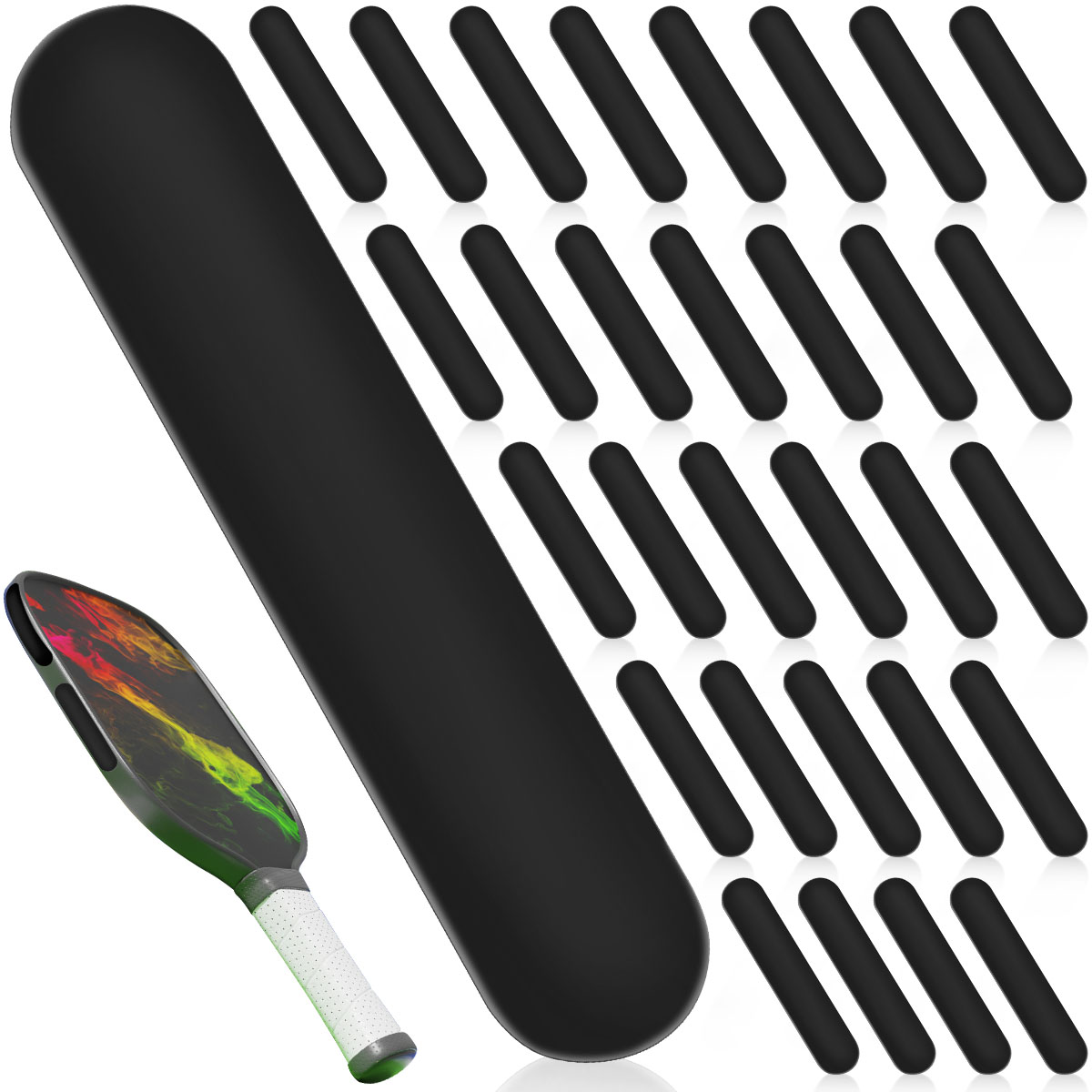 30 Stück Pickleball-Bleiband, gewichtet, flexibel, Klebeband, Stangen, wiederverwendbar, Paddel-Kantenschutz, Erhöhung der Leistung, Schaukelgeschwindigkeit, Zubehör