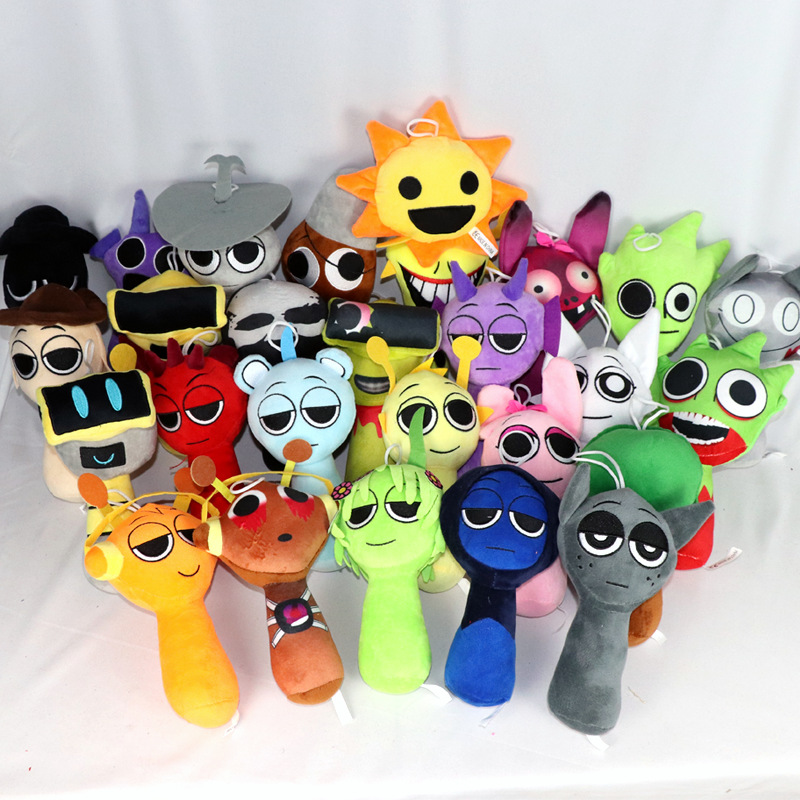 Nuevos juguetes de juego de terror de peluche Sprunki, almohada de peluche suave y bonita de dibujos animados para chico, regalo de cumpleaños y Navidad, muñecos rellenos para niños