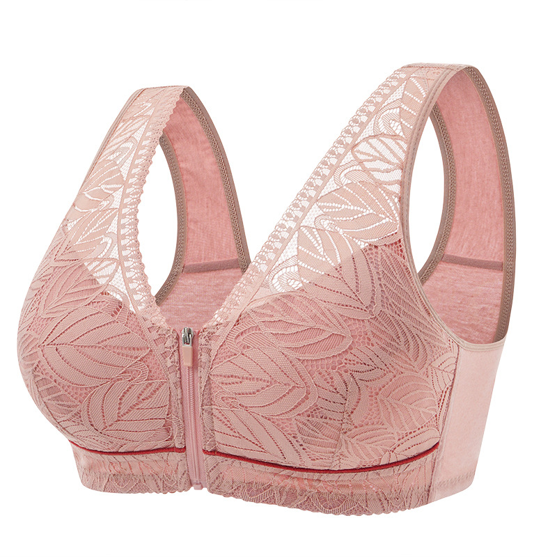 S-6XL Sujetador deportivo de yoga copas de algodón ropa interior con cremallera frontal transpirable para mujer sin anillo de acero camiseta sin mangas de encaje sujetador de talla grande