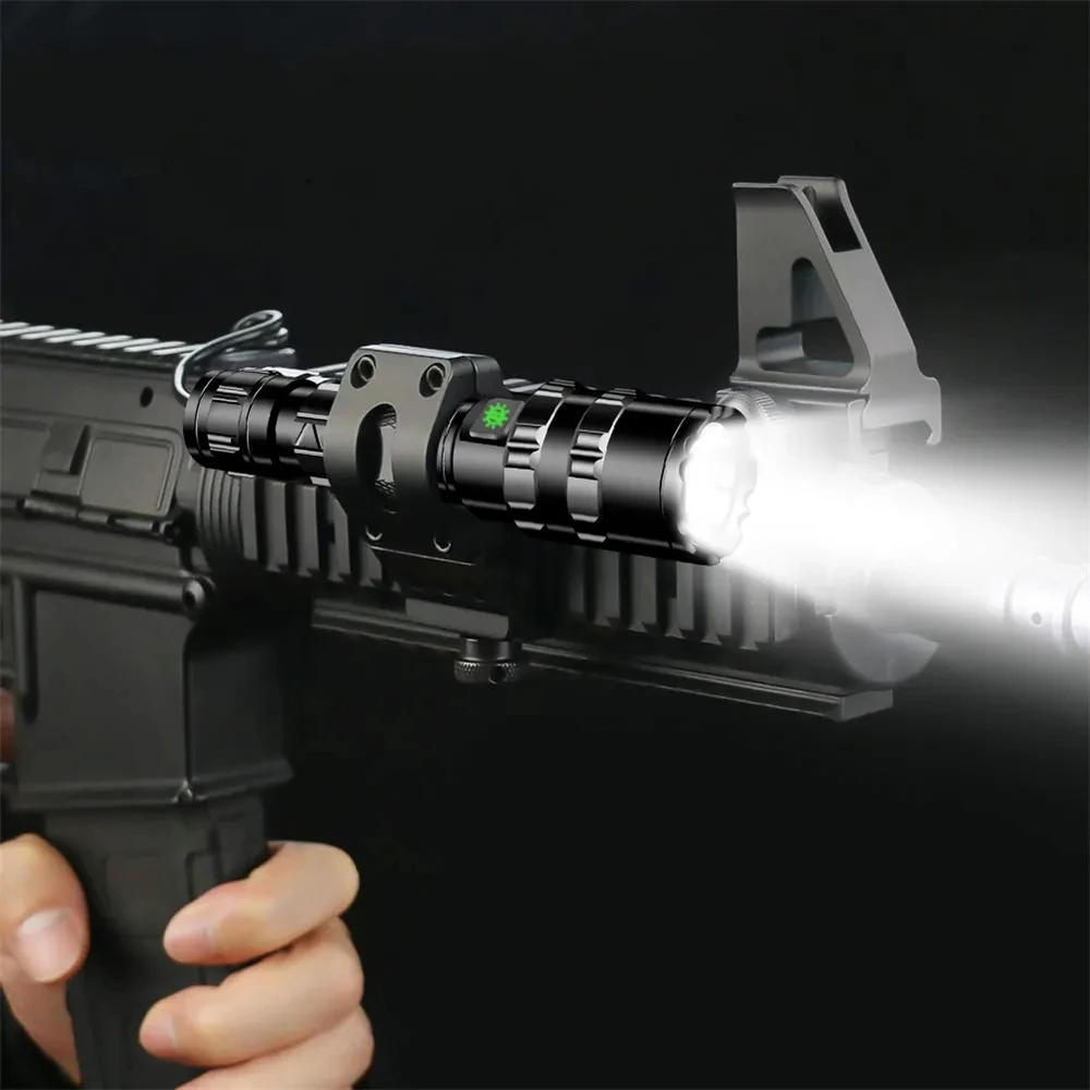 Linterna LED táctica para caza, recargable por USB, resistente al agua, juego de luces de explorador nocturno para tiro profesional