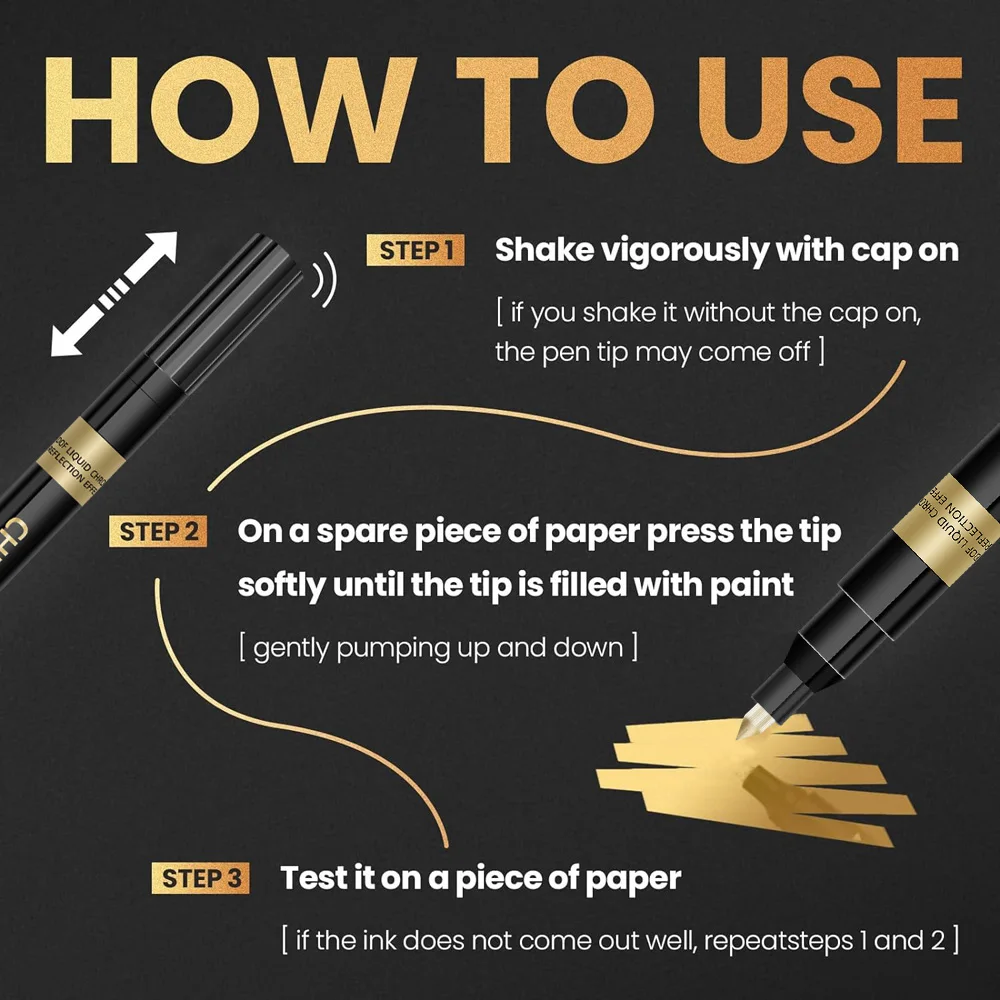 ปากกามาร์กเกอร์กระจกโครเมี่ยม1ชิ้นขนาด0.7มม. 1มม. 2มม. DIY ปากกาทาสีสะท้อนแสงสีทองทองแดงถาวรมาร์กเกอร์โมเดลทาสี