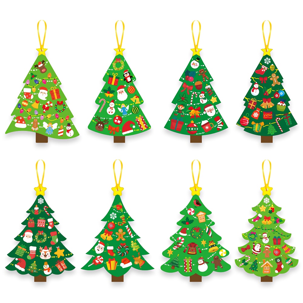 Kit de manualidades DIY para árbol de Navidad, 24 Uds., utiliza pegatinas para crear tarjetas navideñas, perfecto para fiestas de Navidad, actividades, suministros festivos