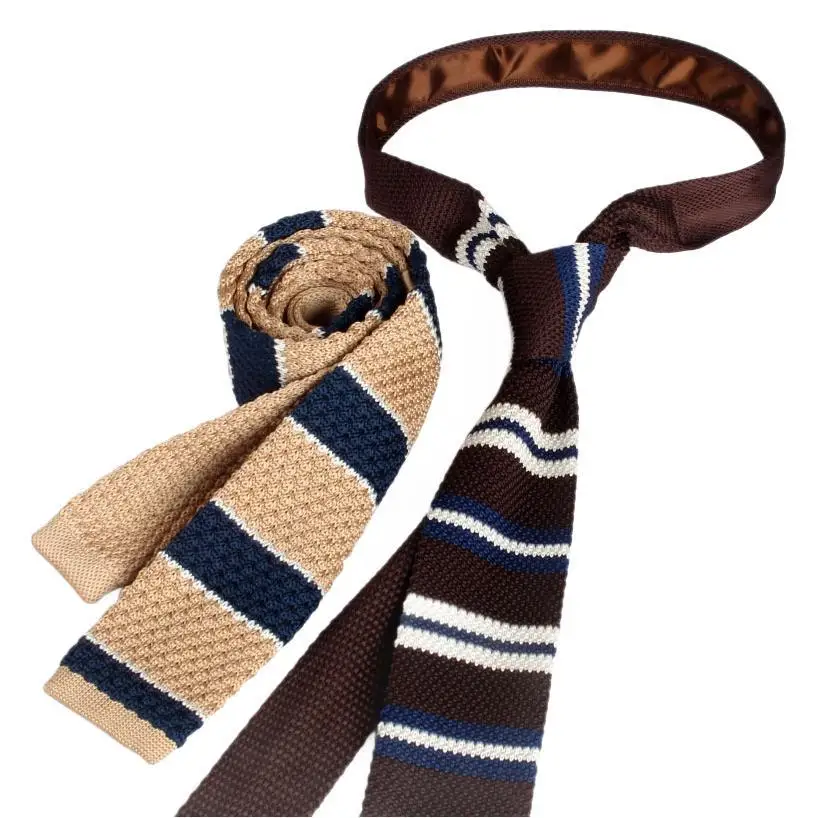 Corbatas de punto a rayas para hombre, corbata estrecha Retro tejida, corbata informal de estilo coreano, accesorios para camisas, traje, corbatas