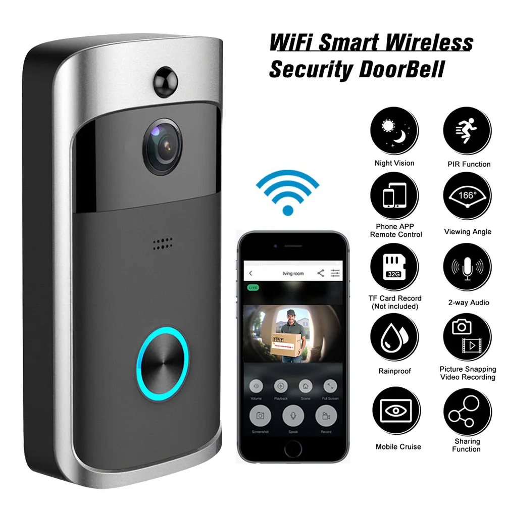 720P HD Smart Home inalámbrico WIFI timbre cámara de seguridad Video intercomunicador IR visión nocturna AC batería operado casa timbre nuevo