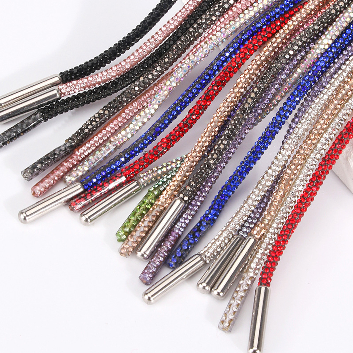 1 pçs cadarços de glitter, cadarços de substituição de strass de cristal, tiras de corda de decoração de diamante para cintos decorativos diy com capuz