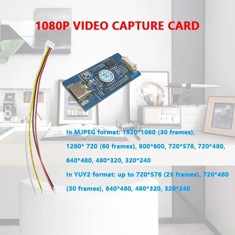1080P Video Capture Card CVBS To USB Capture AV CVBS Analog สัญญาณ S-VIDEO สัญญาณดิจิตอล USB,TYPE-C เมนบอร์ด-ฟรี