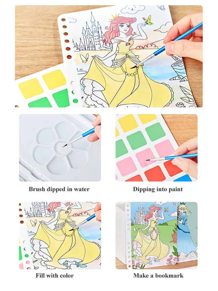DIY ภาพวาดสติกเกอร์หัตถกรรมของเล่นเด็กสาวศิลปะ Poking เจ้าหญิง Handmade การศึกษา Magical ของขวัญเด็ก