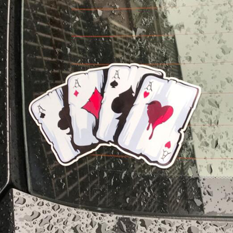 Car Sticker Playing Card A Reflective Personality Sticker Poker Monster Hat Sticker Car Sticker new
