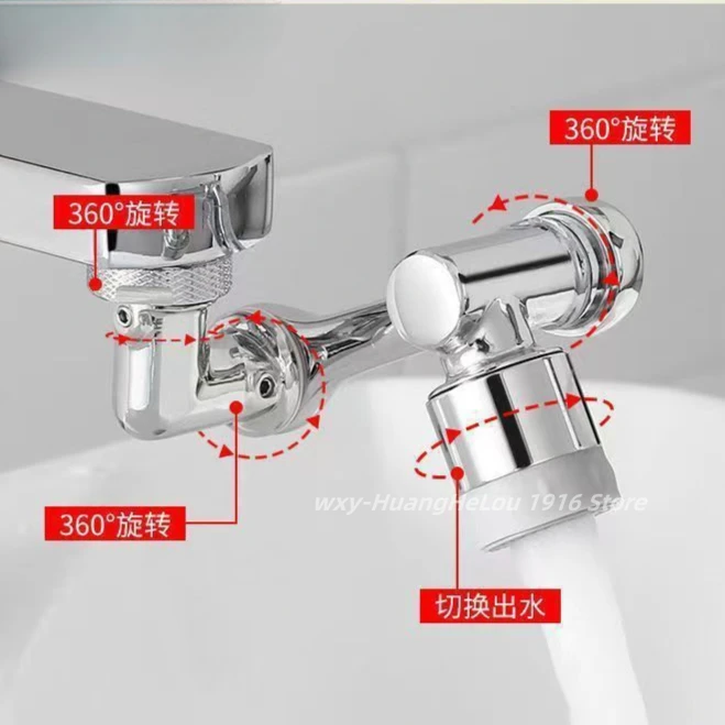 Rotatable Multifunctional Extension Faucet Aerator 1080 Degree Swivel Robotic Arm Water Filter Sink Water Tap Accesorios Baño