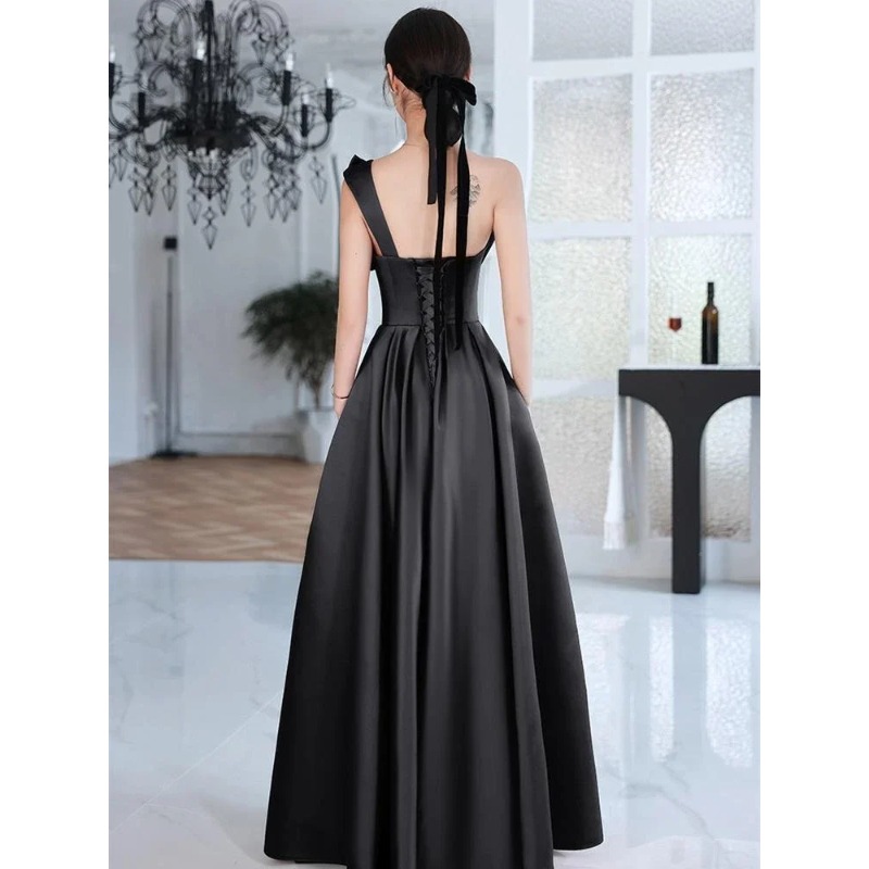 Elegant temperament prom vestidos boog gedrapeerd one-shoulder strapless cross lace up afstudeerjurk trendy feest
