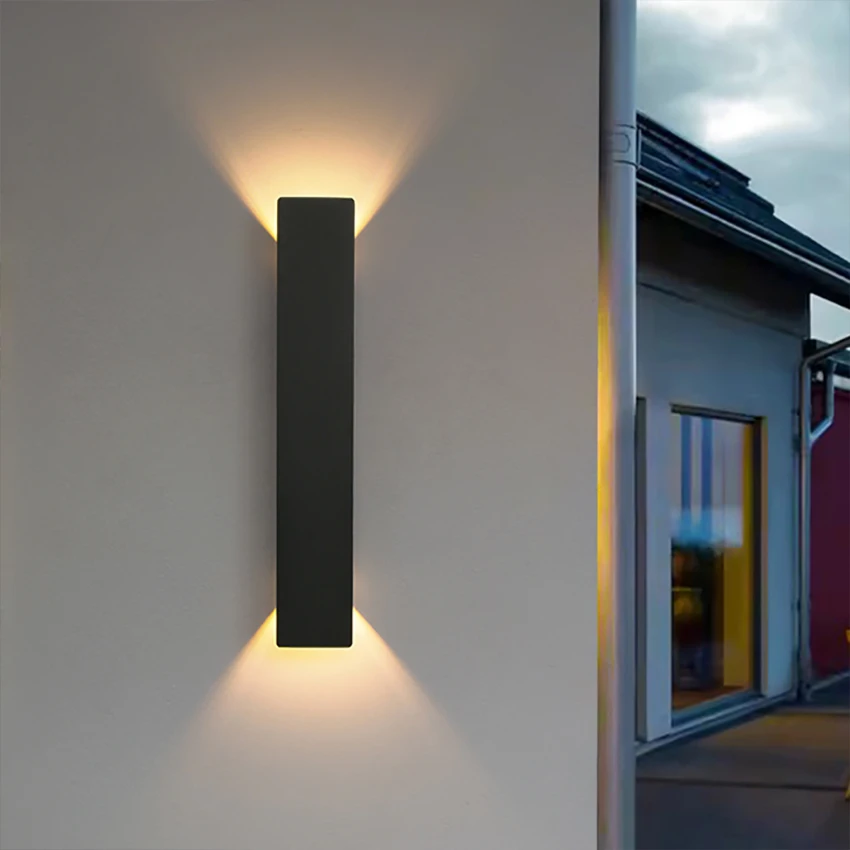 Lámpara de pared LED en blanco y negro, lámparas de pared impermeables para exteriores, tira de luces de pared de aluminio, accesorios de iluminación para interiores y exteriores para baño