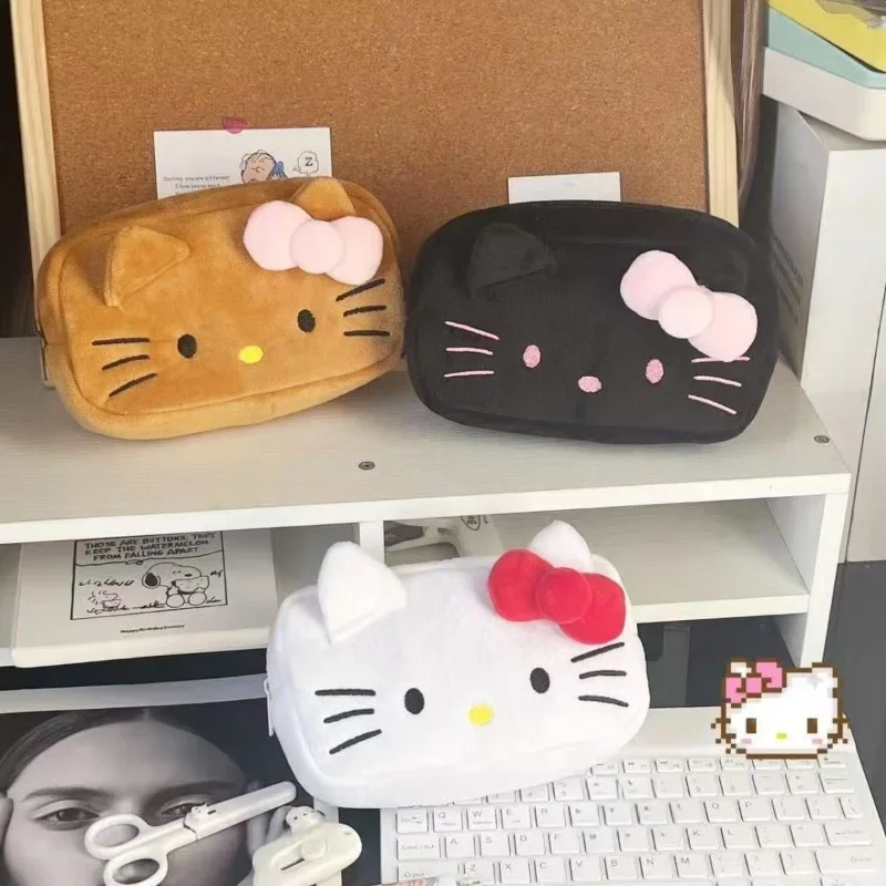 Bolsa de cosméticos tridimensional creativa de felpa bonita, bolsa de almacenamiento de felpa de alta gama de gran capacidad con dibujos animados, bolsa de papelería, bolsa de almacenamiento