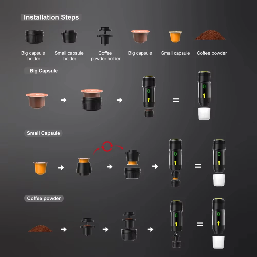 XIAOMI 전기 커피 만들기 기계 무선 Type-C 충전식 3 in 1 휴대용 커피 메이커 다중 모드 가정용 여행