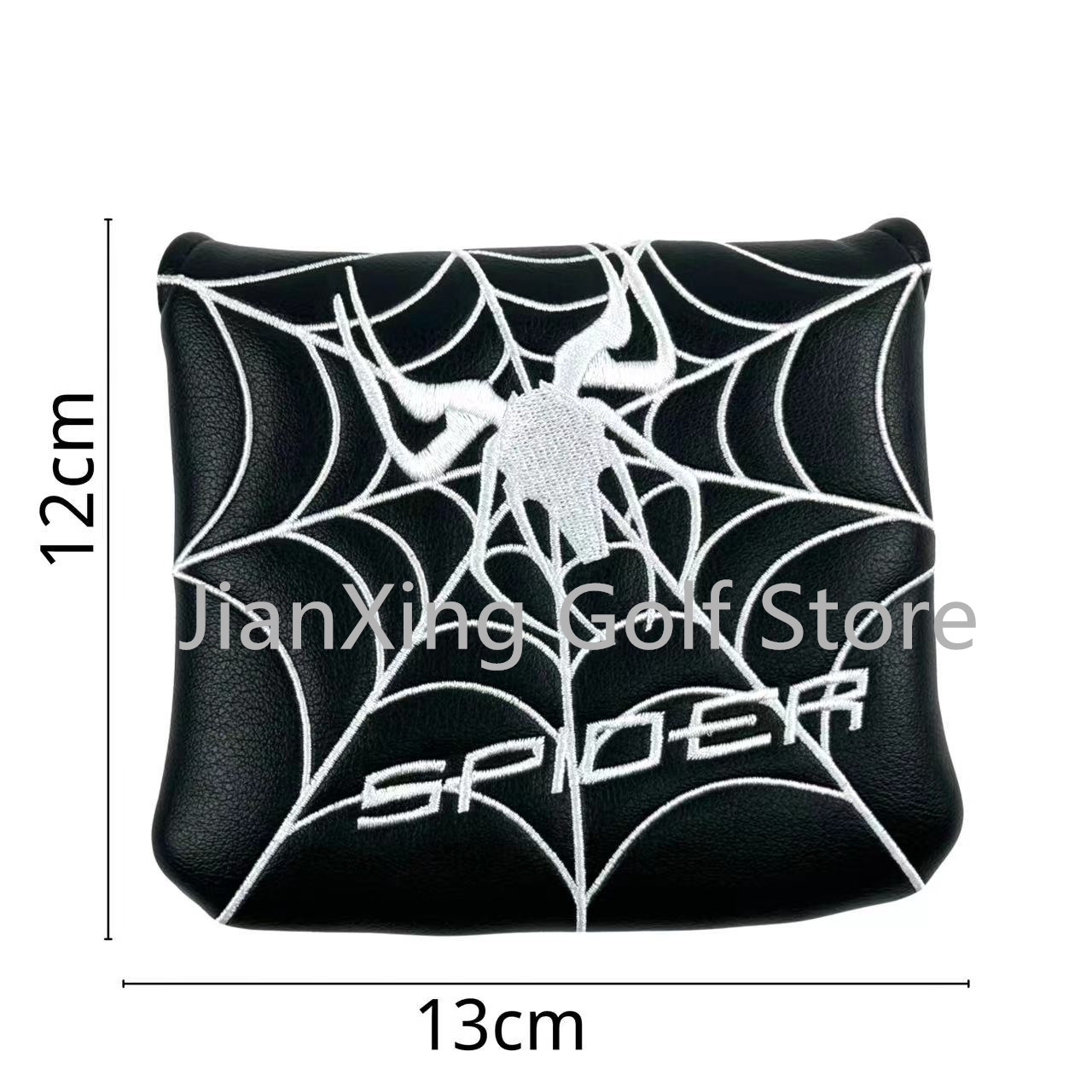 スパイダー刺繍パターンゴルフパターカバーPUレザー大型マレットゴルフヘッドカバー磁気閉鎖ゴルフヘッドカバー
