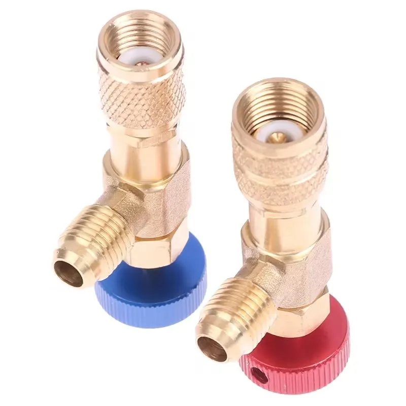 R410A R22 1/4 "액체 안전 액체 밸브 호스 R22 구리 어댑터 핸드 용 1PC 냉동 충전 에어컨 어댑터