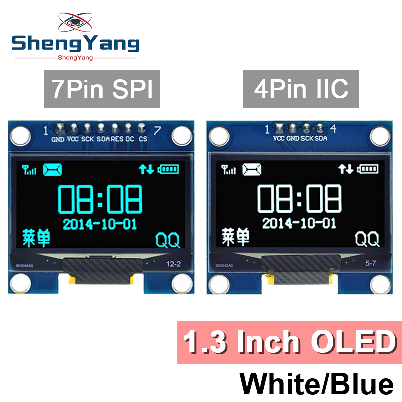 TZT-Module OLED éventuelles I/IIC I2C, 1.3 pouces, technologie d'affichage LED, couleur blanche/bleue, 1.3 pouces