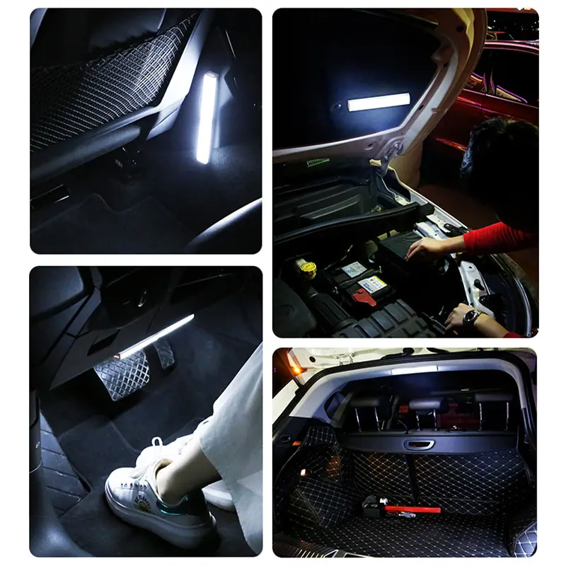 SEAMETAL-luz con Sensor de movimiento para coche, luz LED con detección de carga USB para maletero/capó, lámpara nocturna de brillo ajustable automática