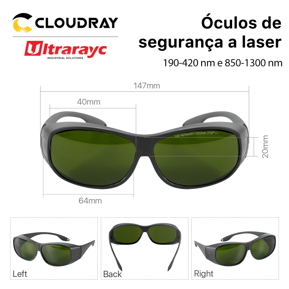Ultrarayc 1064nm óculos de segurança a laser óculos de proteção escudo estilo c 850nm-1300nm para yag dpss laser de fibra