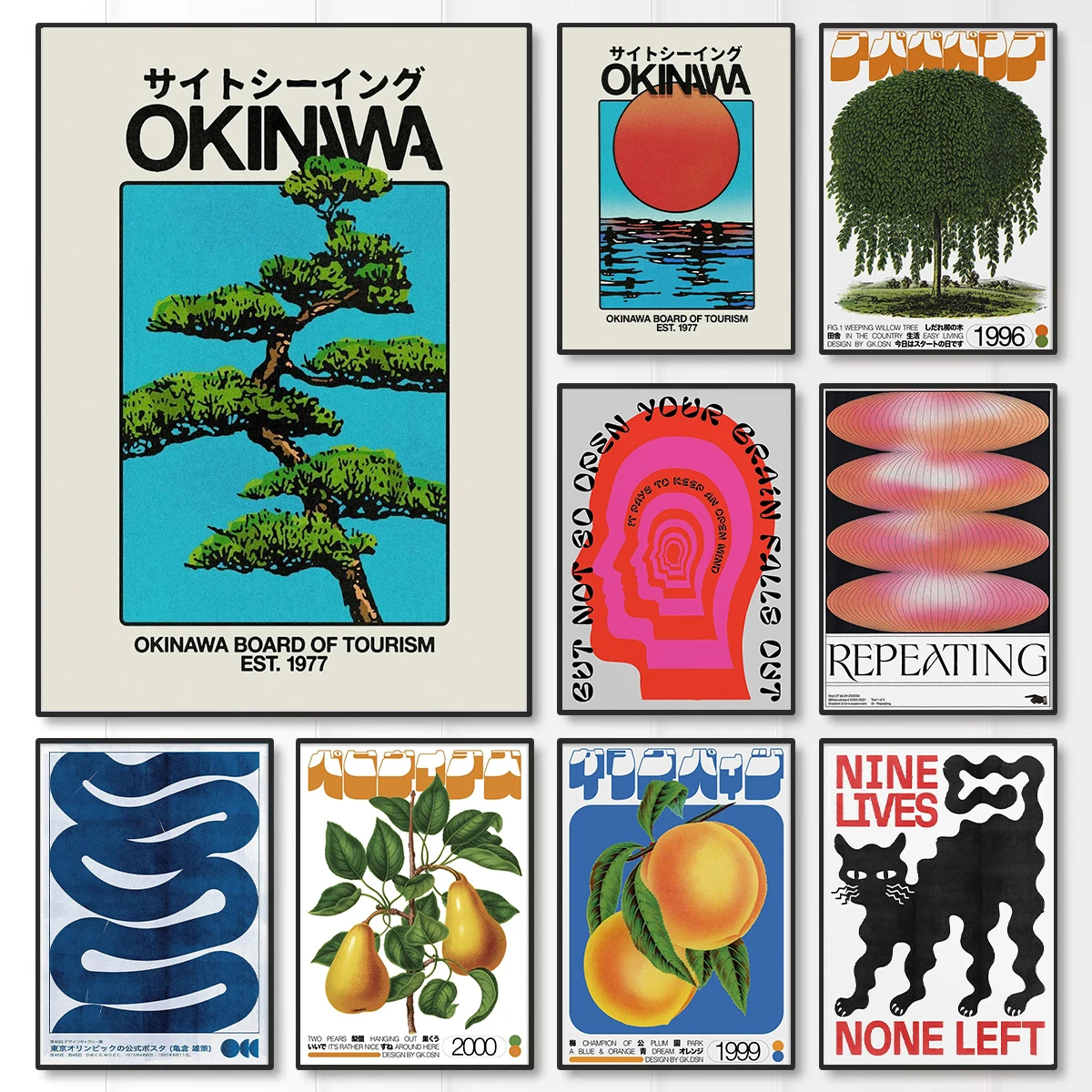 Giappone Okinawa Viaggio Verde Salice Albero Poster su tela Astratta Apri la tua mente Stampe d'arte da parete per la decorazione domestica del soggiorno moderno