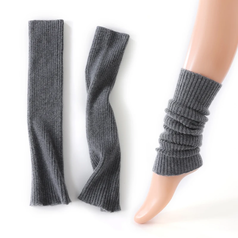 100% meias de malha de caxemira pura para mulheres outono inverno protetores de perna meias empilhadas moda japonesa versátil meia quente