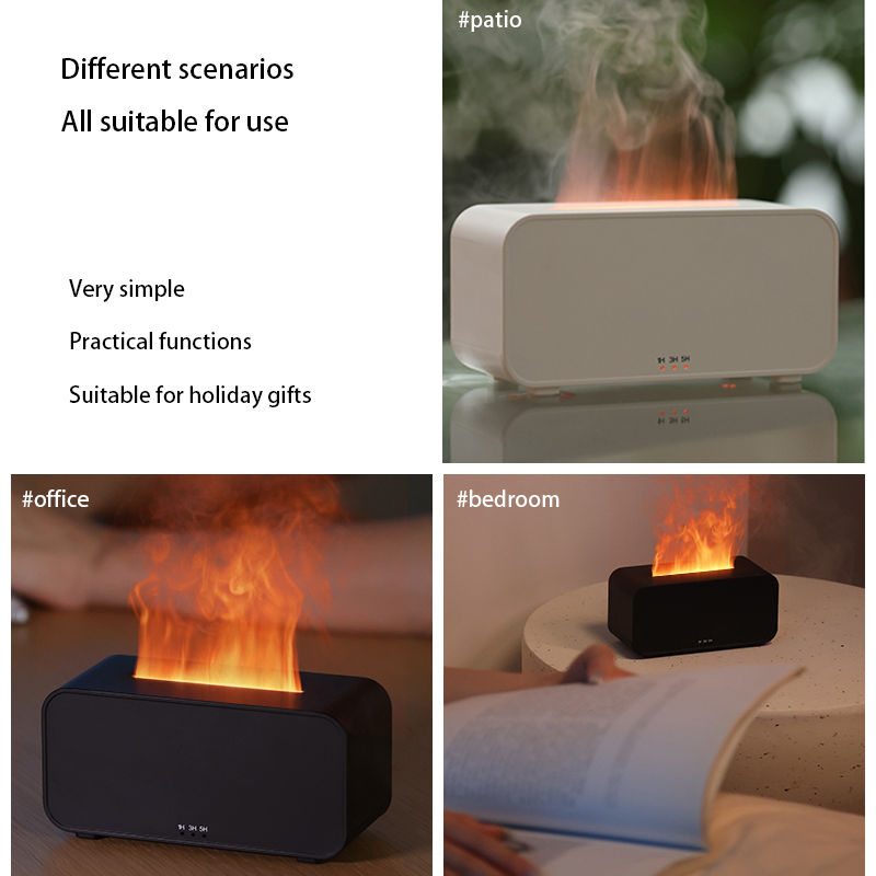 Flame Aroma Diffuser,Fragrance Essential Oil Diffuser Humidifier,with 3D Flame Night Light 120mL for Bedroom, Home and Office