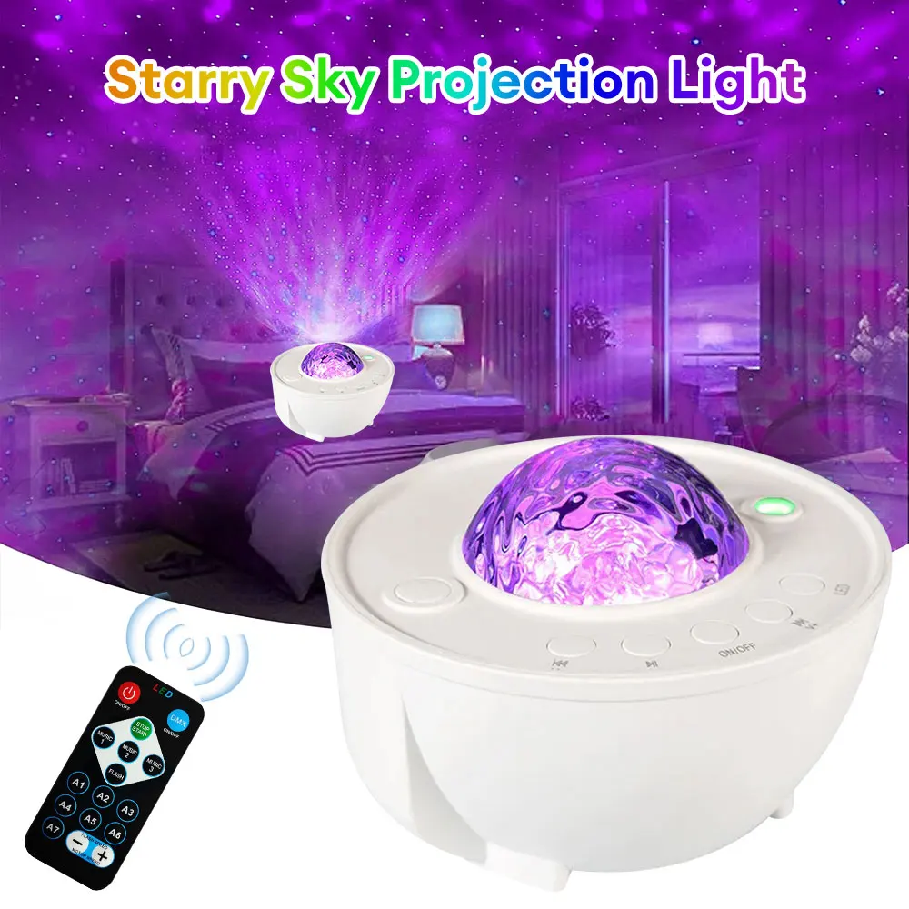 Starry Projector Galaxy Night Light waterwave Effect PROJECTION Lamp SPEAKER with REMOTE CONTROL for Decoration Birthday gifts