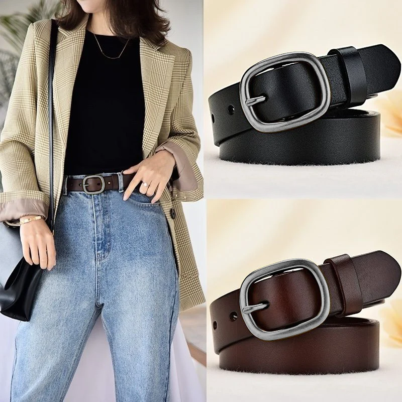 Retro arte cinto fino feminino couro genuíno agulha fivela macio pequeno cinto casual simples versátil cinto decorativo nova tendência