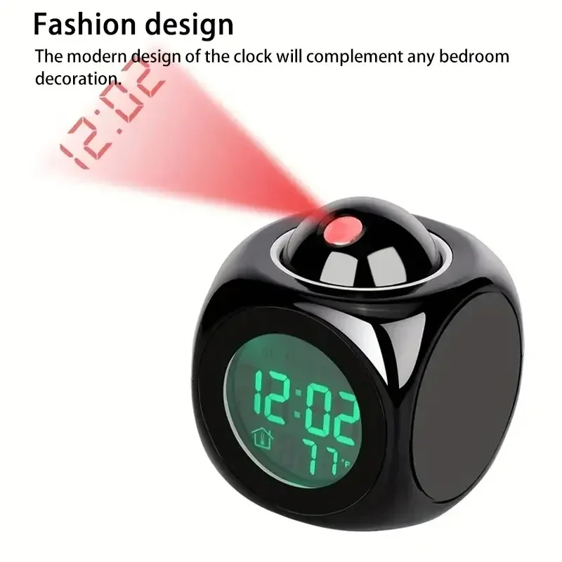 Reloj despertador de proyección, pantalla de techo, repetición, mesa de escritorio, reloj de proyección Digital multifunción por voz, pantalla de temperatura, 1 ud.