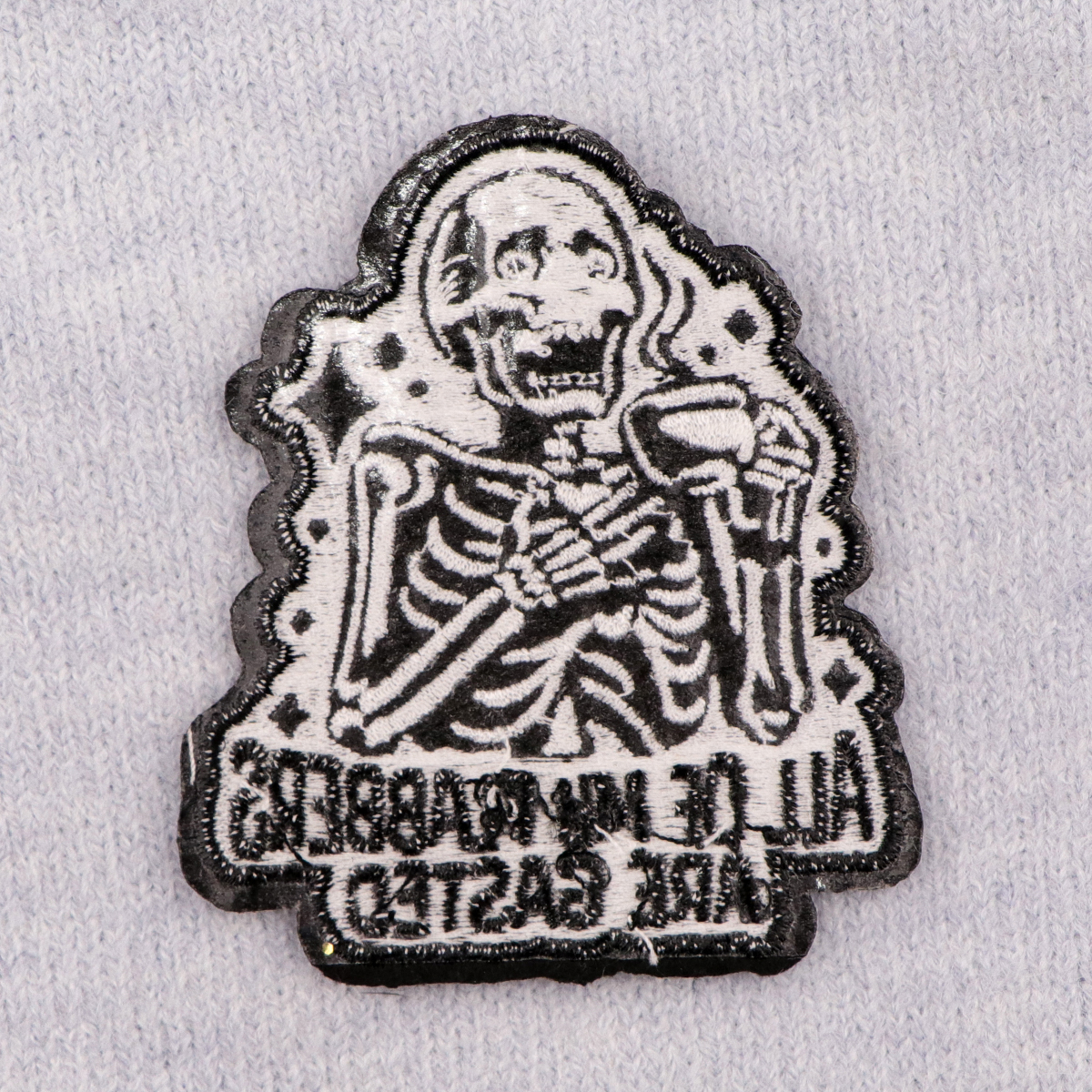 Skull Quotes Exquisite Embroidered Patch Emblem Iron on Cloth Appliques Thermo Adhesive for Jacket T-shirt DIY