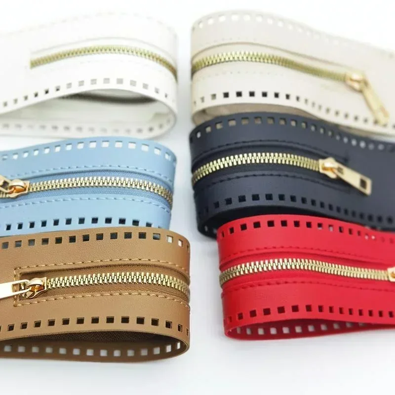 1 Stück DIY Reißverschluss für gewebte Tasche Hardware PU-Leder Reißverschluss Nähzubehör 55 cm Metallreißverschluss für Kleidungszubehör