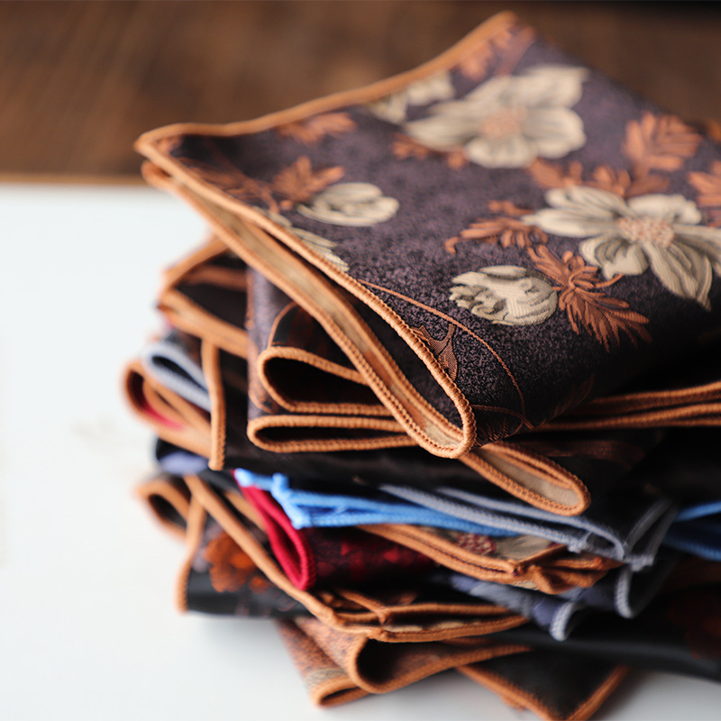24CM Heren Bloem Pochet Handdoek Polyester Jacquard Formele Zakdoek Bruine Kleur Hanky Dassen Shirt Accessoires Das