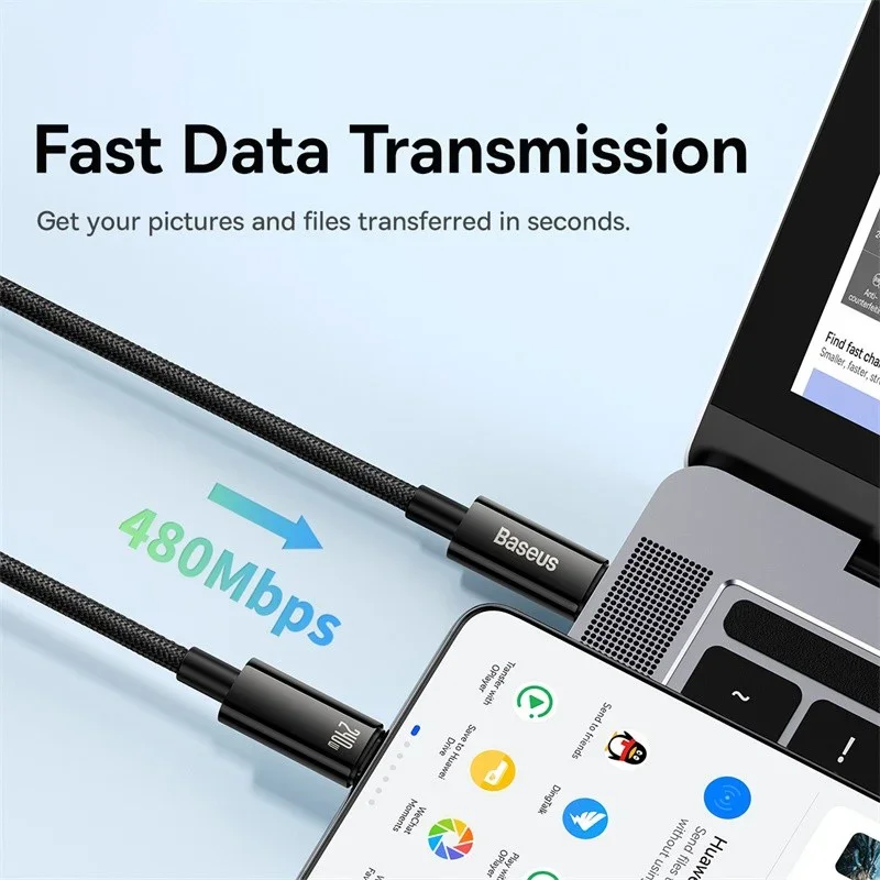 Baseus 240W USB C Cable for iPhone 17 16 15 Plus Pro Max Supercharge for Macbook Fast Charger Type C Cable  for xiaomi  Samsung