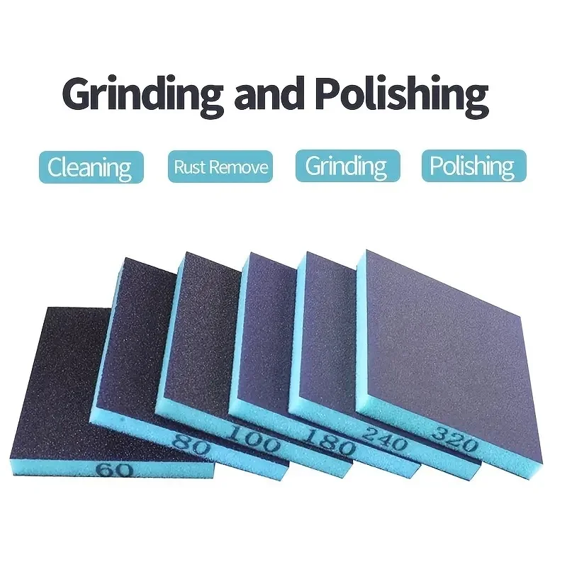 5/6pcs ฟองน้ําขัดหยาบ Medium Fine Grit Sanding Block Sander ฟองน้ํากระดาษทรายสําหรับโลหะไม้แก้วล้างทําความสะอาดได้และนํากลับมาใช้ใหม่