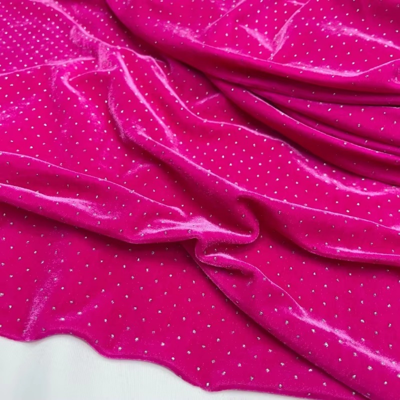 100 * 155 cm hochwertiger elastischer Gold-Samtstoff, heißes Bohren, heller Diamant, Cheongsam-Kleid, Sportanzug, Stoff pro Meter