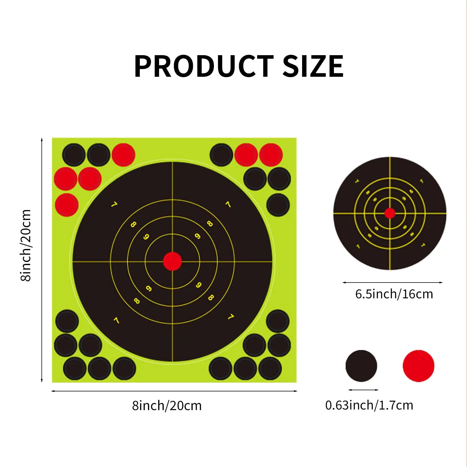 8x8-Inch Splash Shooting Target Fluorescent Burst And Patch Sticker Reactive Target - Shooting Training And Target Practice