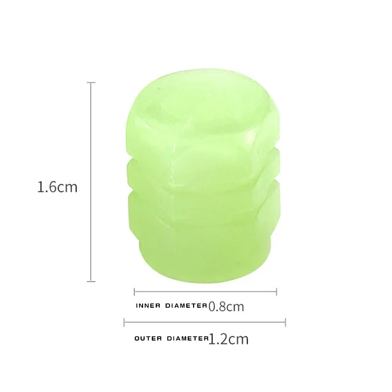 4 szt. Świecące nakładki na zawory opon fluorescencyjne nocne samorescencyjne świecące włókno opon kapelusz lekkie świecące skutery kolarstwo sportowe nakrętka zaworu