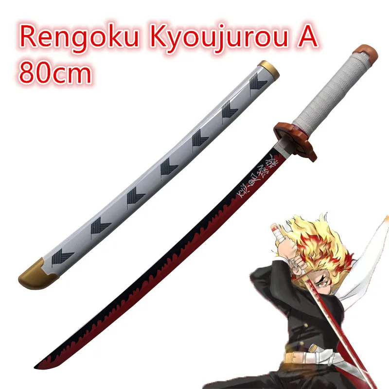 1:1 Kimetsu Không Yaiba Thanh Kiếm Vũ Khí Demon Slayer Rengoku Kyoujurou B Cosplay Thanh Kiếm Anime Ninja Dao Gỗ Đồ Chơi 80Cm