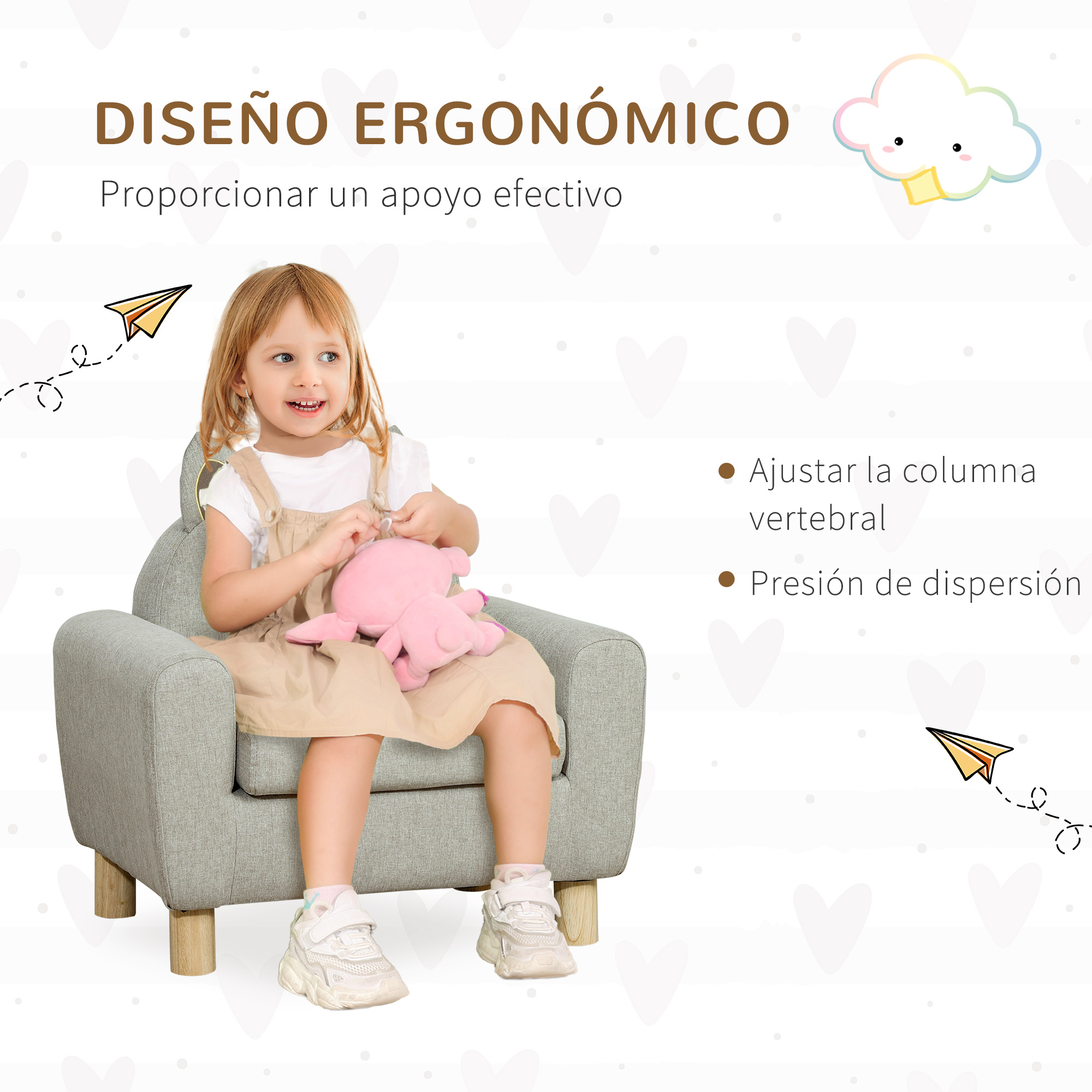 Homcom Kinder sessel Minis ofa für Kinder 3 Jahre Last 45 kg 61x42x53 cm