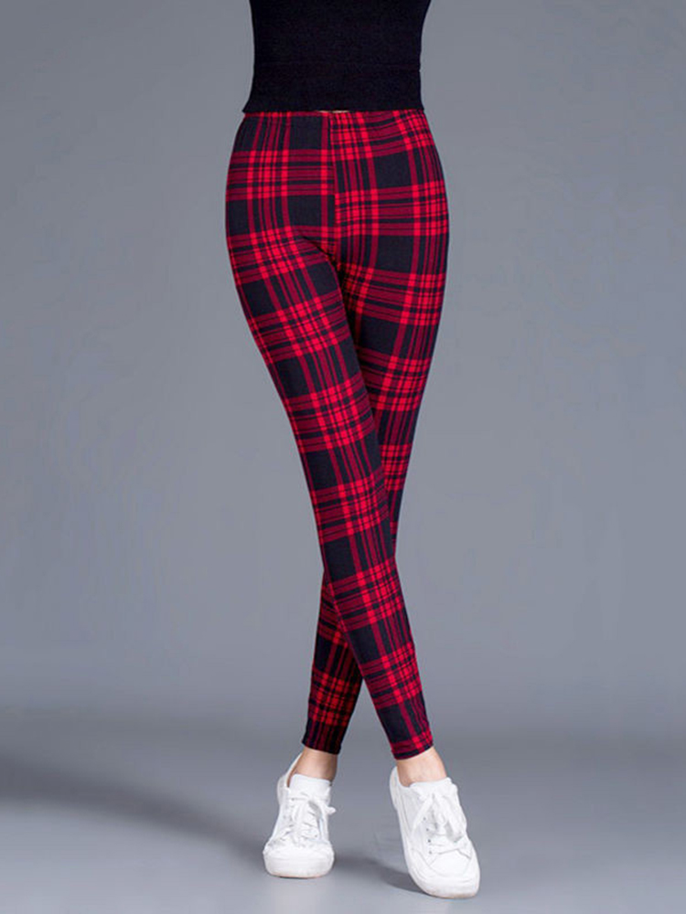CUHAKCI, mallas deportivas para mujer, mallas a cuadros estampadas para mujer, pantalones pitillo ajustados sexis para mujer, pantalones con cintura elástica Push Up
