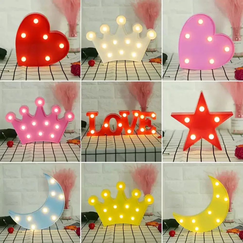 1PC creatief LED-vormig nachtlampje, aangedreven door een batterijdoos (exclusief batterijen), geschikt voor fotografie en feestdecoratie
