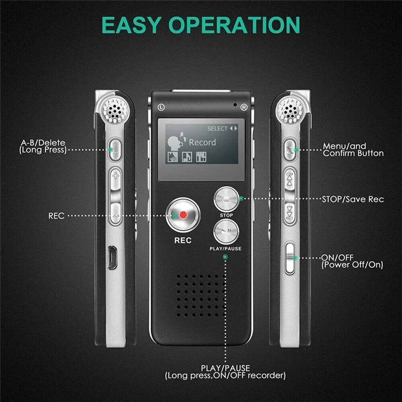 Sprzęt do polowania na duchy Paranormal Cyfrowy rejestrator aktywowany głosem EVP USB US 8 GB (czarny)