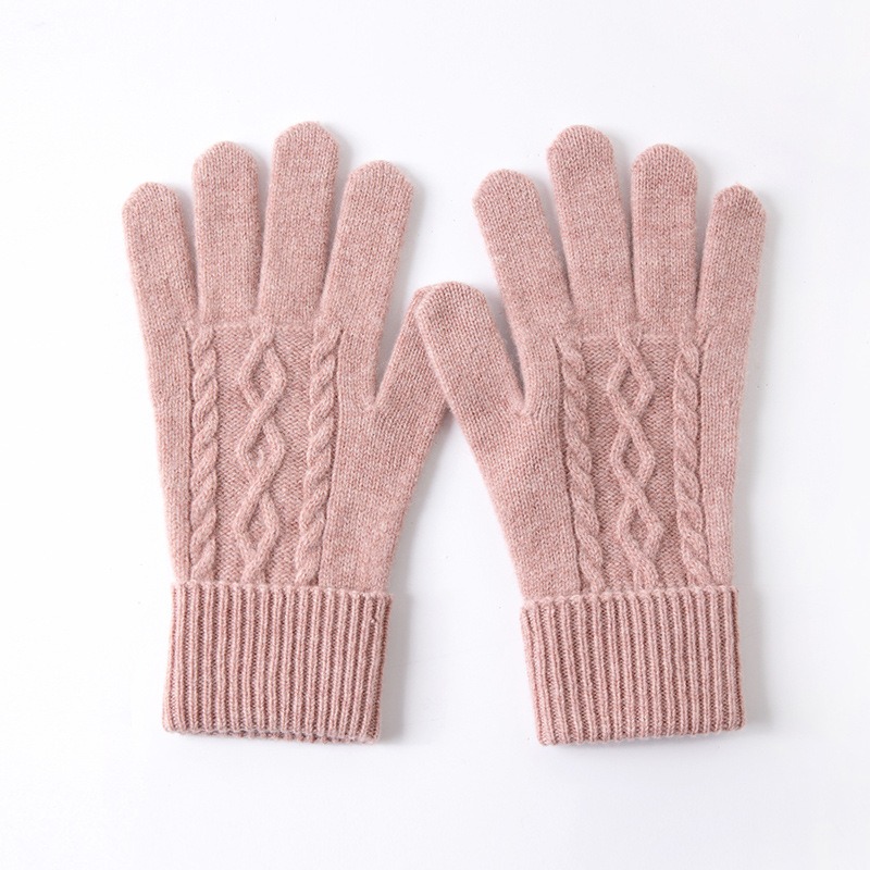 Guantes de Cachemira de alta calidad para mujer, manoplas de punto elásticas, suaves y cálidas, de dedo completo, de ganchillo, Invierno